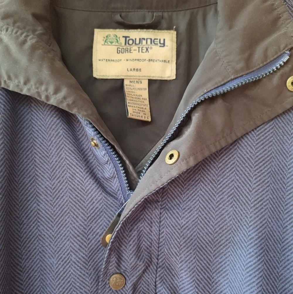 Tourney Gore-Tex Mens Golf Jacket Herringbone Navy Waterproof 1/4 Zip Size L